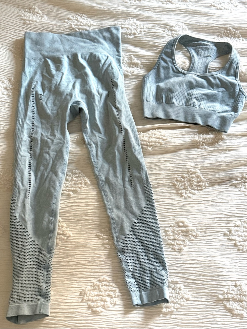 Light Blue Seamless Leggings & Sports Bra Set S